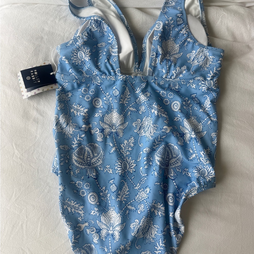 Roller Rabbit x Target Light Blue Floral One-Piece Swimsuit LIMITED EDITION NWTS - Picture 2 of 6